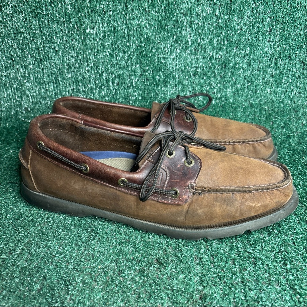 Sperry Top Sider Brown Leather Nubuck Moccasin Boat Shoes Men's Size 12 M